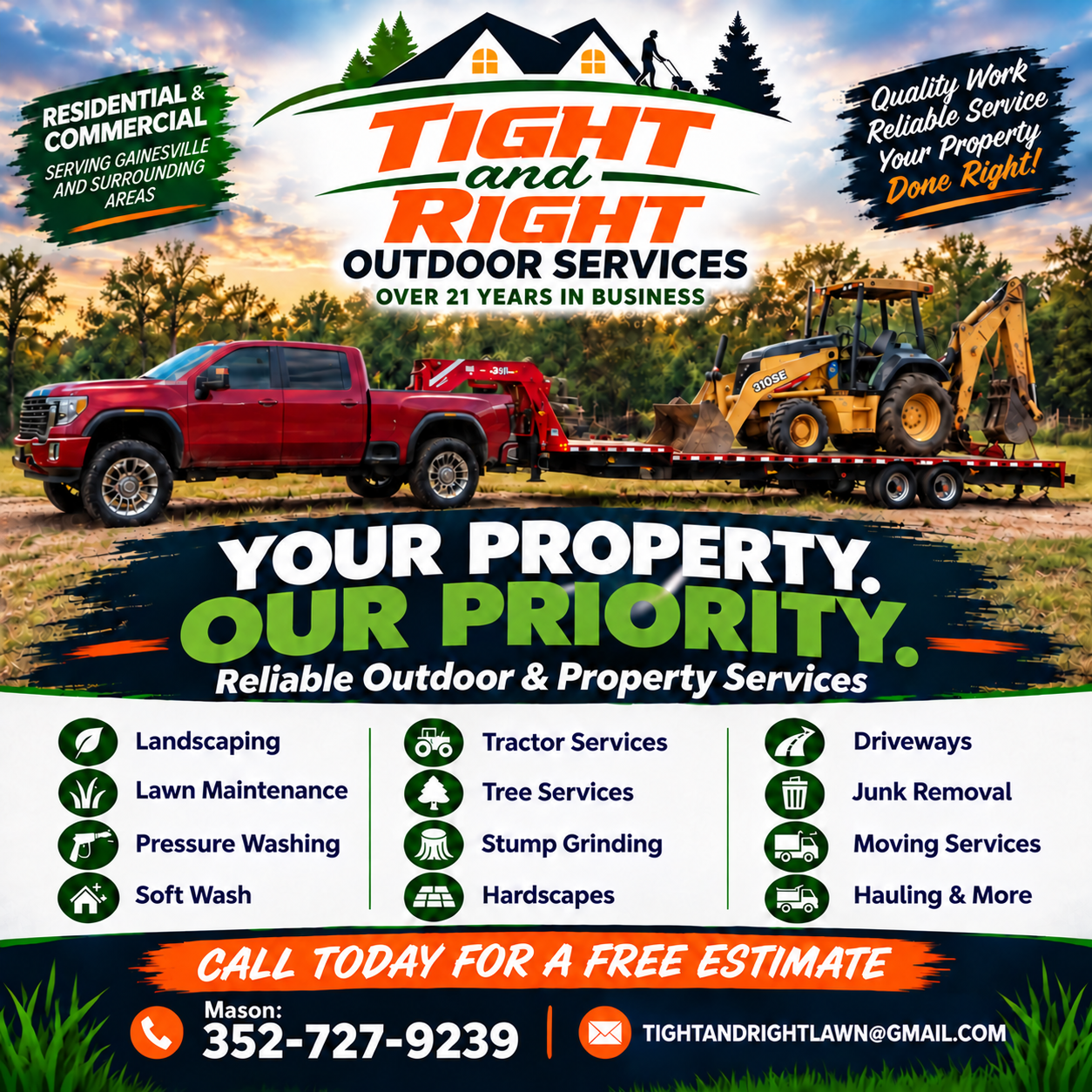 Business flyer and Mason’s contact details